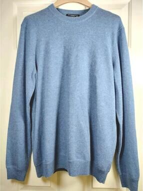 Charles Tyrwhitt Men’s Blue Wool Cashmere Blend Crew Neck Sweater Size Large